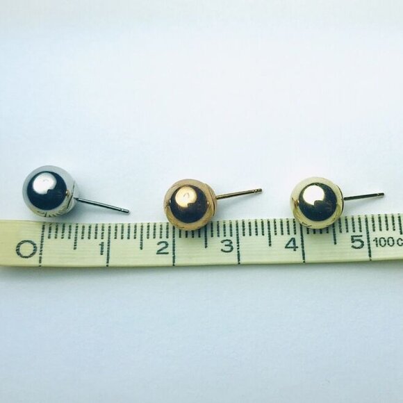 14k earrings 8mm ball stud earrings yellow gold rose gold white gold LOT - Picture 6 of 9